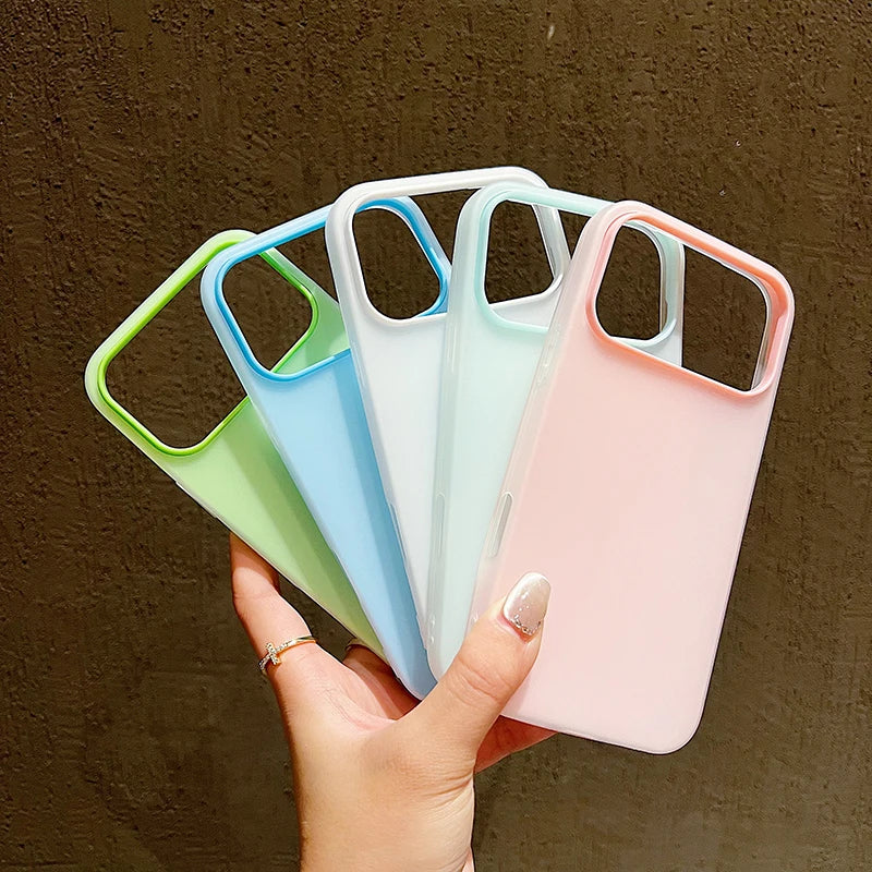 Luxury Candy Color Clear Matte Phone Case For iPhone 17 16 15 14 17 Air Shockproof Bumper Soft Jelly Cover