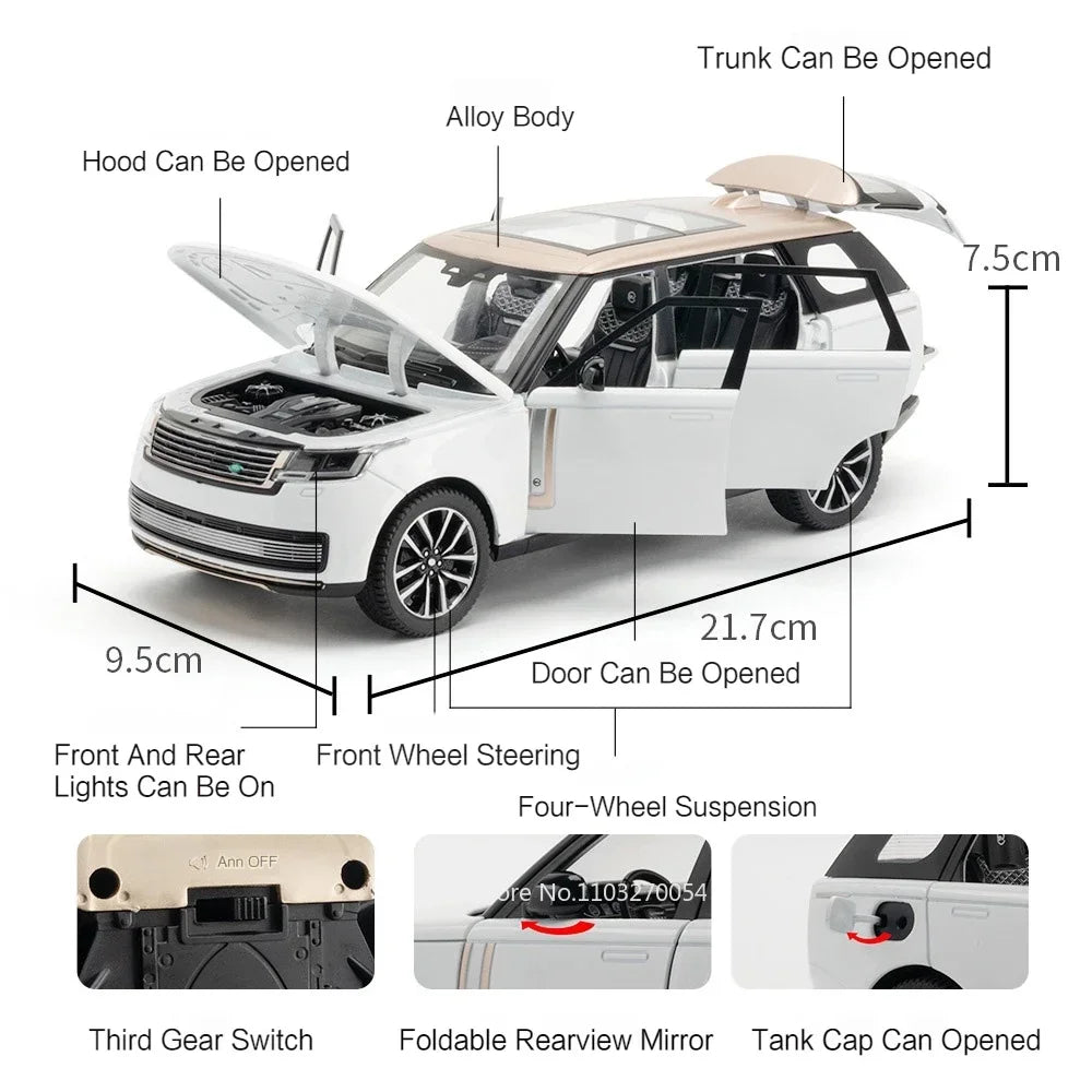 1:24 Land Rover Range Rover Defender Alloy Model Cullinan Diecast Car Toys Doors Opened Sound Light Vehices s Christmas Gifts