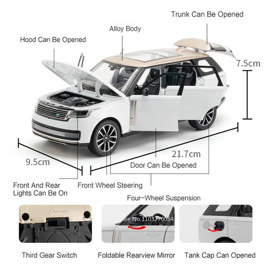 1:24 Land Rover Range Rover Defender Alloy Model Cullinan Diecast Car Toys Doors Opened Sound Light Vehices s Christmas Gifts
