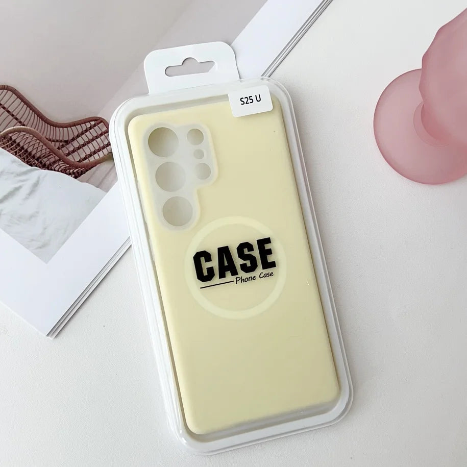 MagSafe Jelly Silicone Case with Magnetic Lens Protection for Samsung Galaxy S26 / S25 / S24 / S23 Ultra / Plus / FE – Solid Color Shockproof Cover
