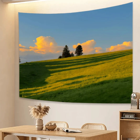 Pastoral Landscape Gradient Tapestry Clouds & Grass Living Room Sofa Dining Room Decor Natural Room Wall Hanging
