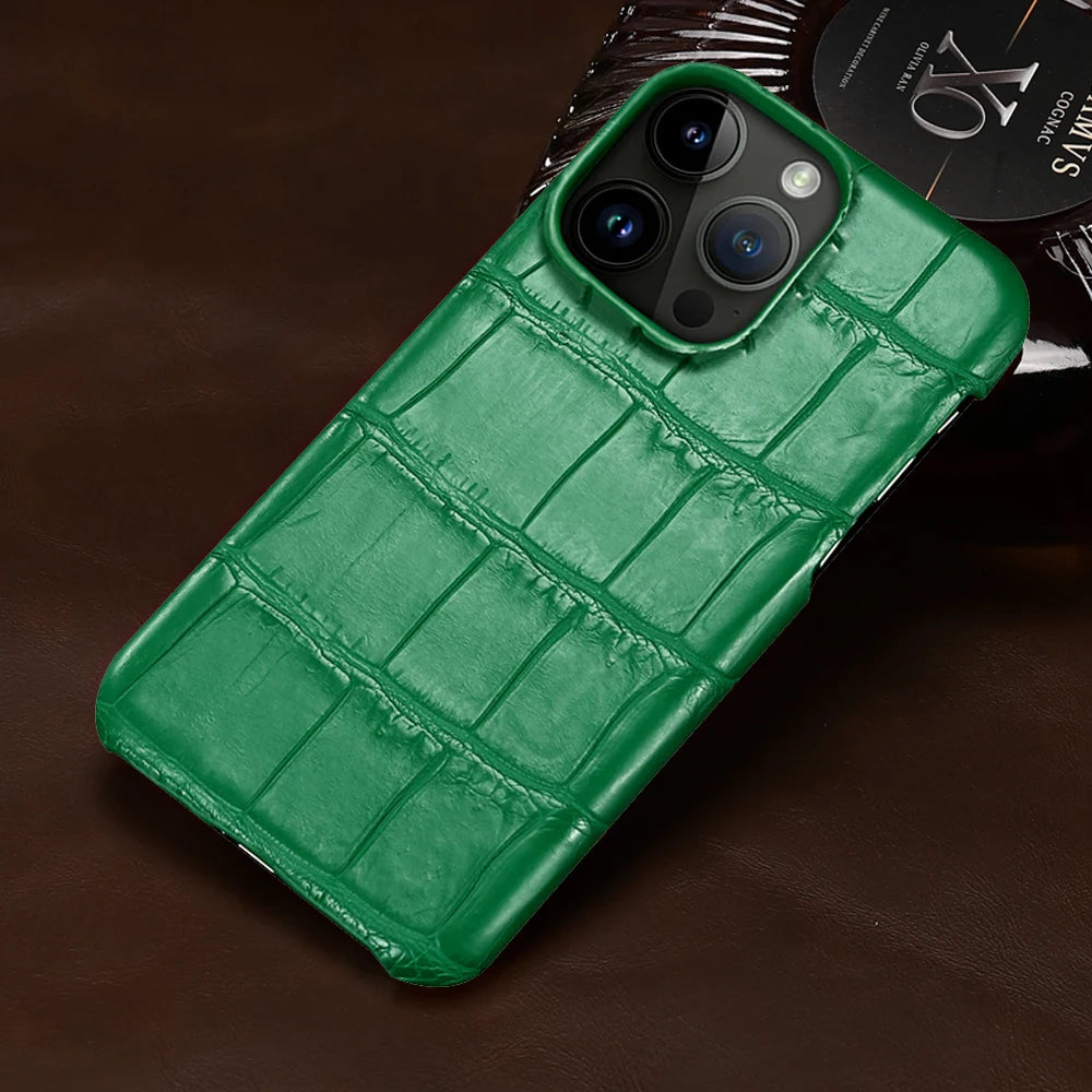 Crocodile Real Leather Cases for iPhone 16 15 Pro Max 14 pro max Genuine Leather Fundas Back Bover