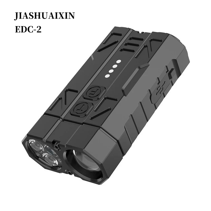 EDC-2 Portable LED Flashlight 2000LM Rechargeable Dual Switch Torch with Power Display