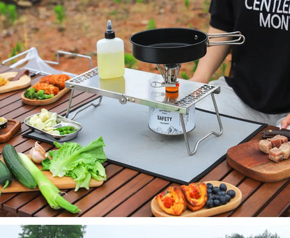 Outdoor Camping Stainless Steel Folding Table Portable Multi-Functional Tea Table Picnic Flat Gas Tank Stove Table