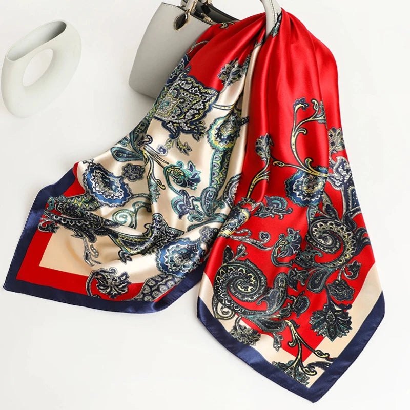 Square Women Scarves Silk Office Ladies Hair Neck Bandanna Headband Foulard Headcloth Muslim Headscarf Female muffler