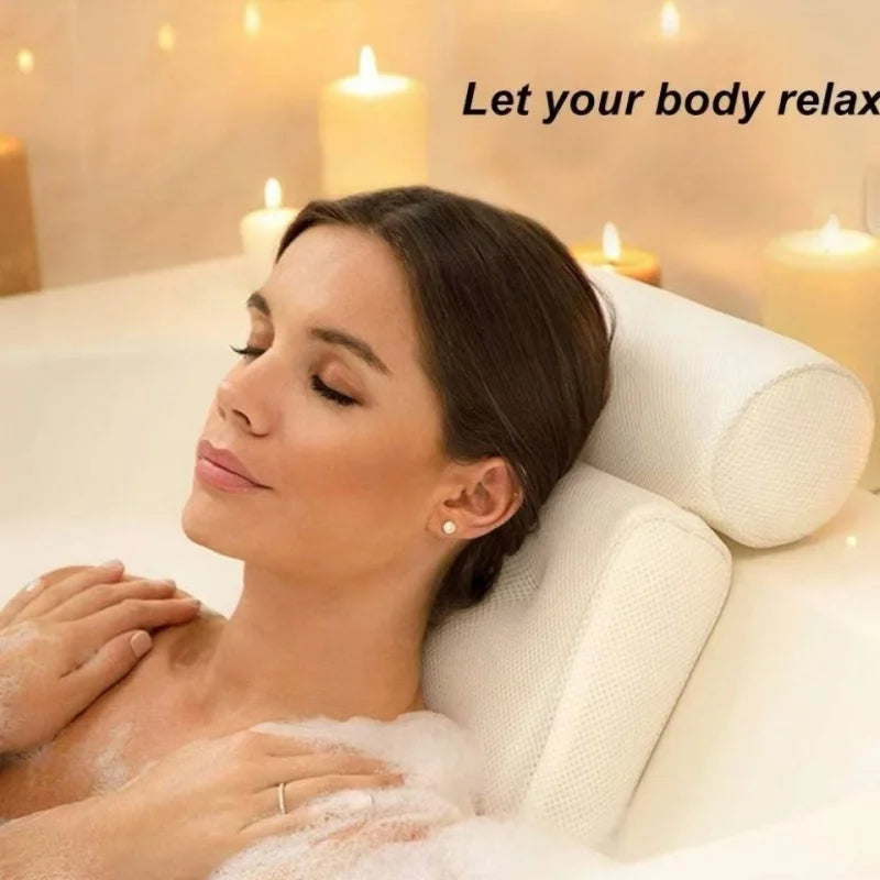 Universal 4D Bathtub Pillow Household Bath SPA Massage Pillows 7 Suction Cup Non-slip Bath Back Pillow Bathroom Accessories
