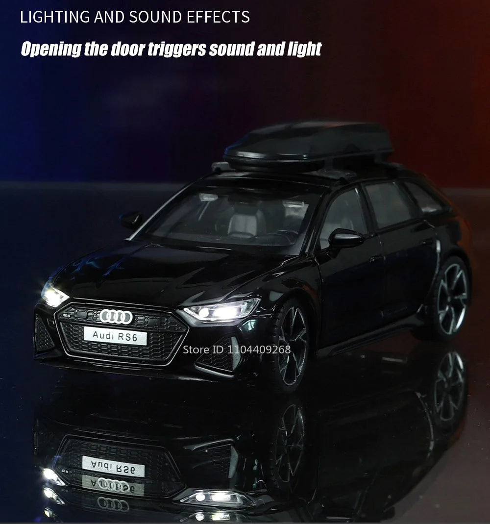 1:32 Scale RS6 RS7 Car Model Toy Alloy Diecast Doors Opened Simulation Sound Light Pull Back Vehicle Models Ornaments Boys Gifts