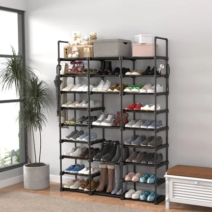 Assemble Standing Shoe Rack 3 Rows 23 Tiers Boots Storage Organizer Shelf Household Kitchen Holder Simple Metal Sneakers Cabinet