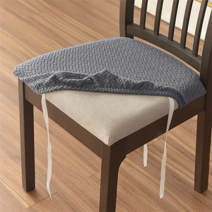 4pcs/set Stretch Dining Chair Seat Covers Jacquard Elastic Upholstered Chairs Cushion Slipcover Anti-Dirty Protector Removable