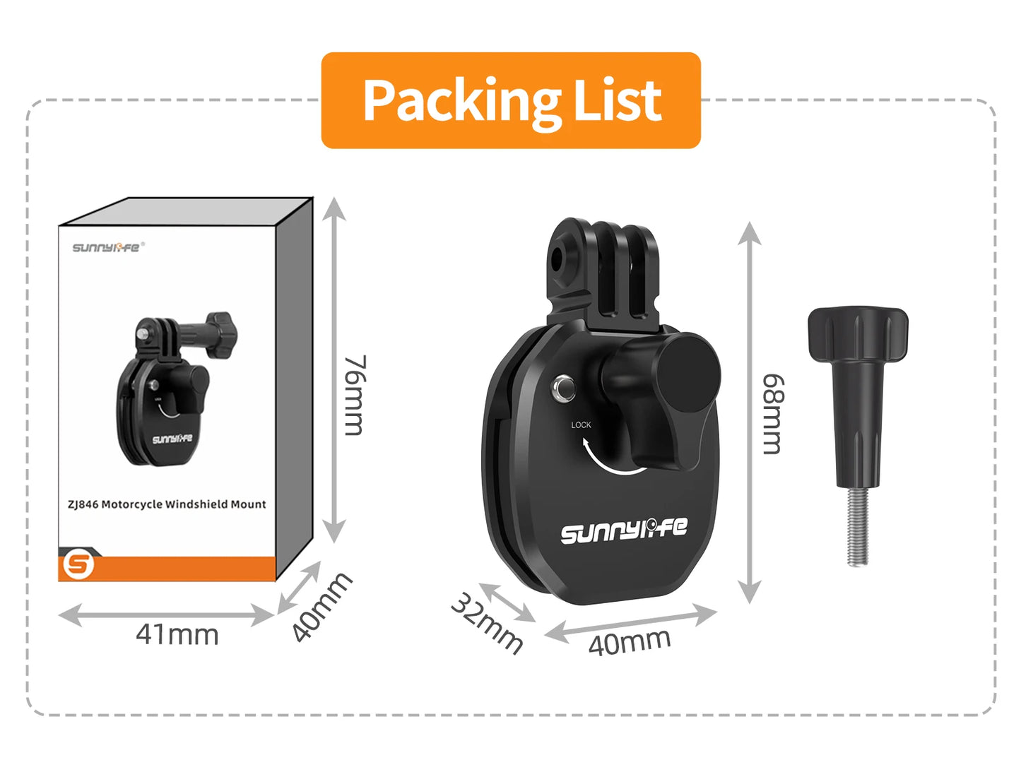 Aluminum Motorcycle Windshield Camera Mount Clip for GoPro DJI Action Pocket and Insta360