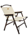 Outdoor Chair Camping Folding Portable Backrest Chair Camping Leisure Faux Wood Armrest Fishing Garden Chair