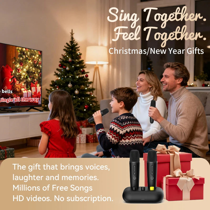 Puremic K3 Karaoke Machine with Dual Wireless Microphones, Rechargeable Dock, HDMI & AUX Support, Unlimited Songs Streaming System