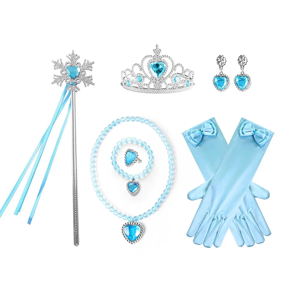 Girls Cosplay Elsa Anna Princess Crown Magic Wand Costume Headband Party Rhinestone Hair Bands For Kids Hairband Gifts Toys