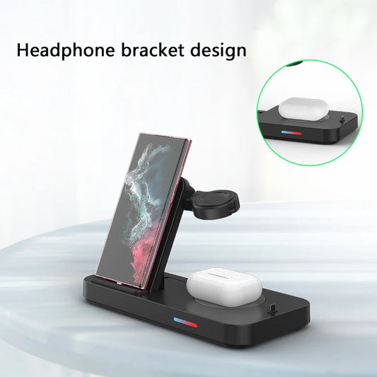 3 in 1Wireless Charger Stand Fast Charging Dock Station Type C For Watch Huawei iPhone 15 14 13 12 Pro Max Earbuds