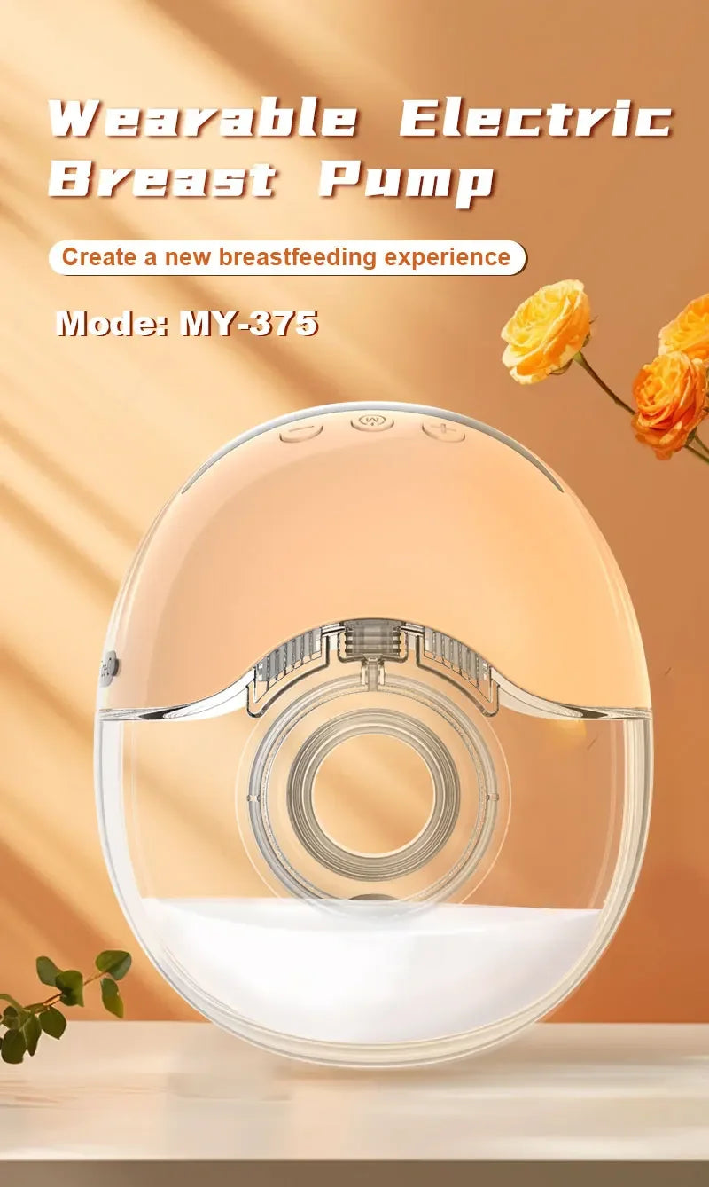 Wearable Breast Milk Pump Silicone LCD Display Hands-free Electric Breast Pump Portable and Comfortable for Novice Mothers