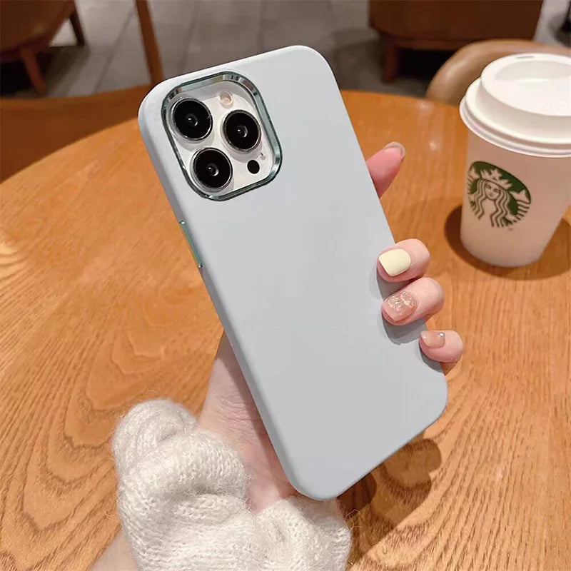 Luxury Matte Leather Phone Case For iPhone 17 16 15 14 Plus 16E Protection Shockproof Cover