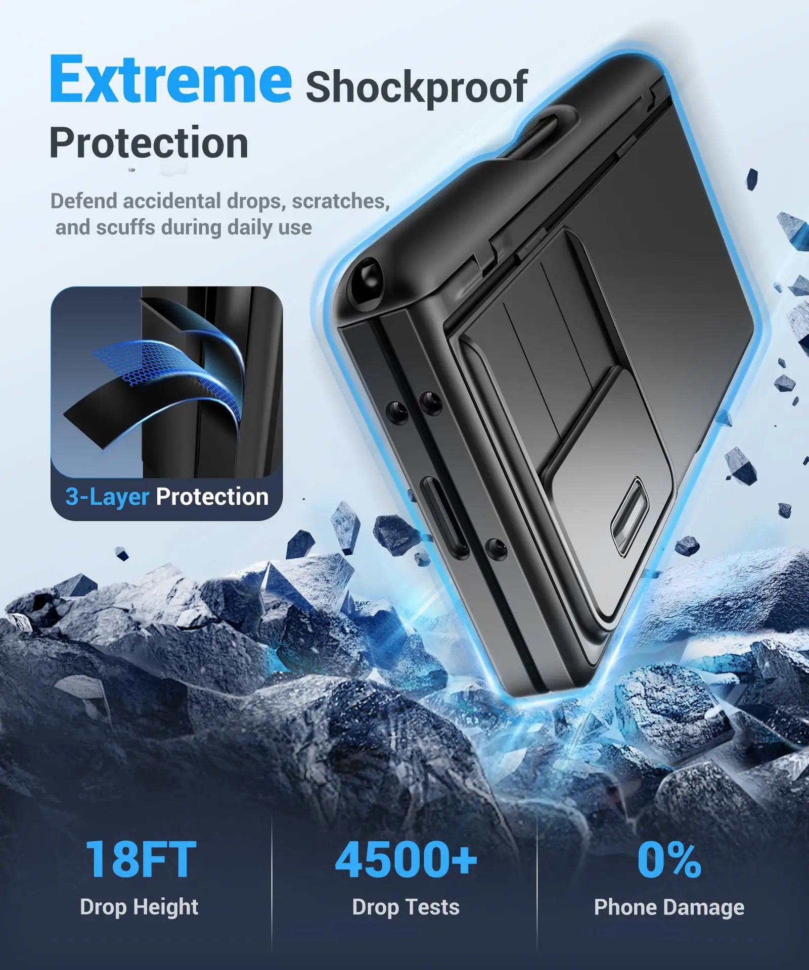 Big Stand For Z Fold 5 Case with Slide Camera Cover Built-in HD Screen Protector Full Body Heavy Duty Shockproof Slim Phone Case