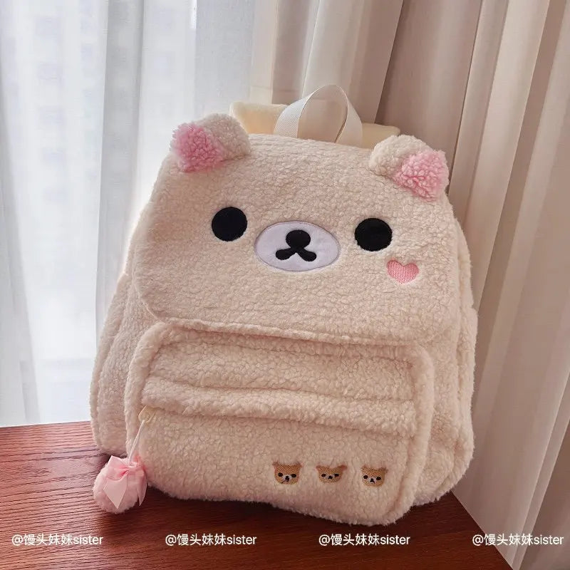 Kawaii Bear Plush Backpack Soft Travel Shoulder Bag