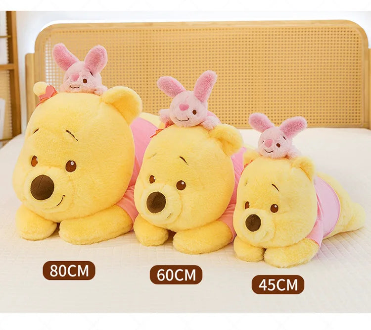 80cm New Cherry Blossom Series Kawaii Stitch Plush Toy Stuffed Doll Cute Winnie Dumbo Sitting Figure Kids Birthday Xmas Gift