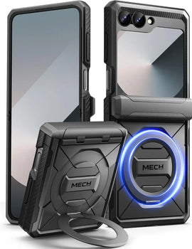 Magnetic for Z Flip 6 Case Hinge Protection Front Screen Protector Military-Grade Protective Ring Kickstand Magsafe Phone Case