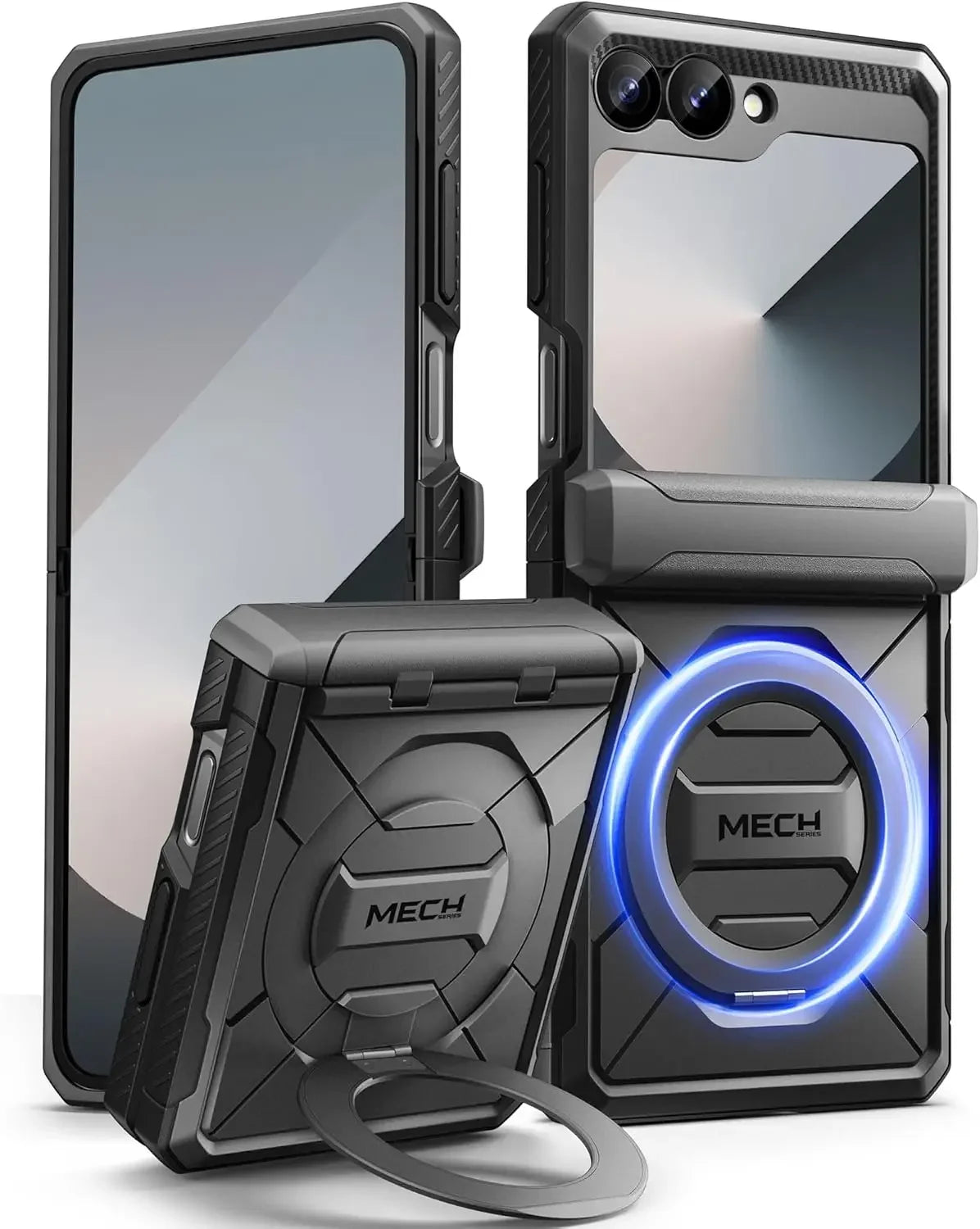 Magnetic for Z Flip 6 Case Hinge Protection Front Screen Protector Military-Grade Protective Ring Kickstand Magsafe Phone Case