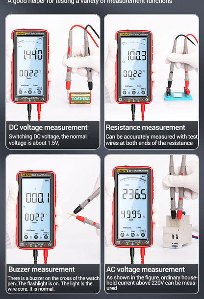 Rechargeable Digital Professional Multimeter Non-contact Voltage Tester AC/DC Voltage Meter LCD Screen Current Tester