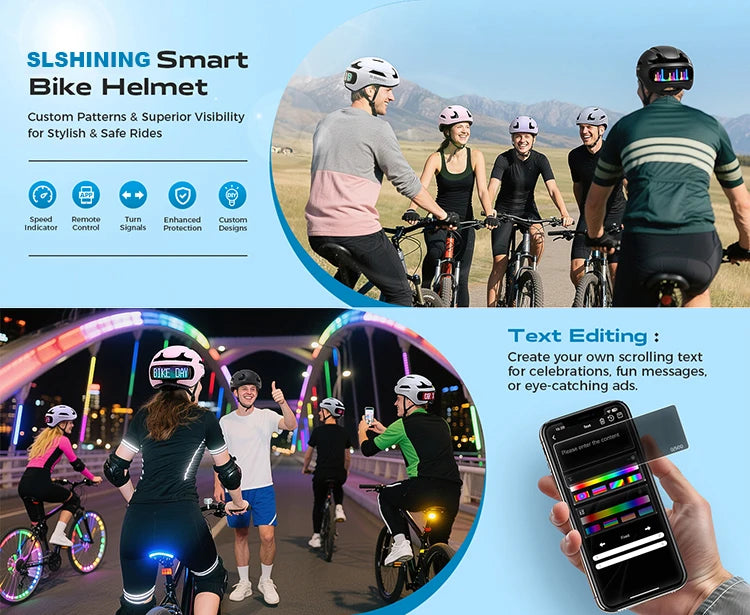LED Display Cycling Helmet Adjustable Road And Mountain Bike Helmet