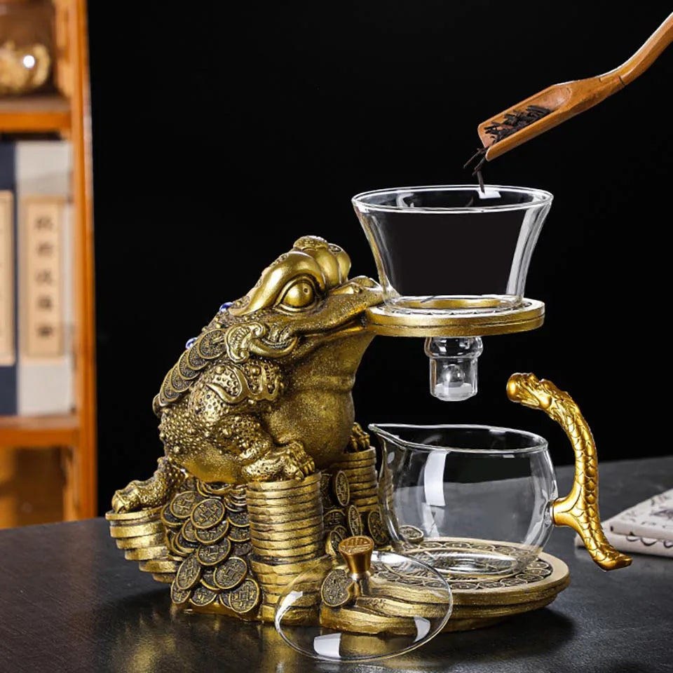 Glass Teapot Cute Deer Automatic Tea Maker Purer Oolong 6 Teacup Household Tea Set Holder Base Gift For Friend