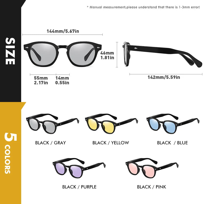 Photochromic Polarized Retro Round Sunglasses for Women