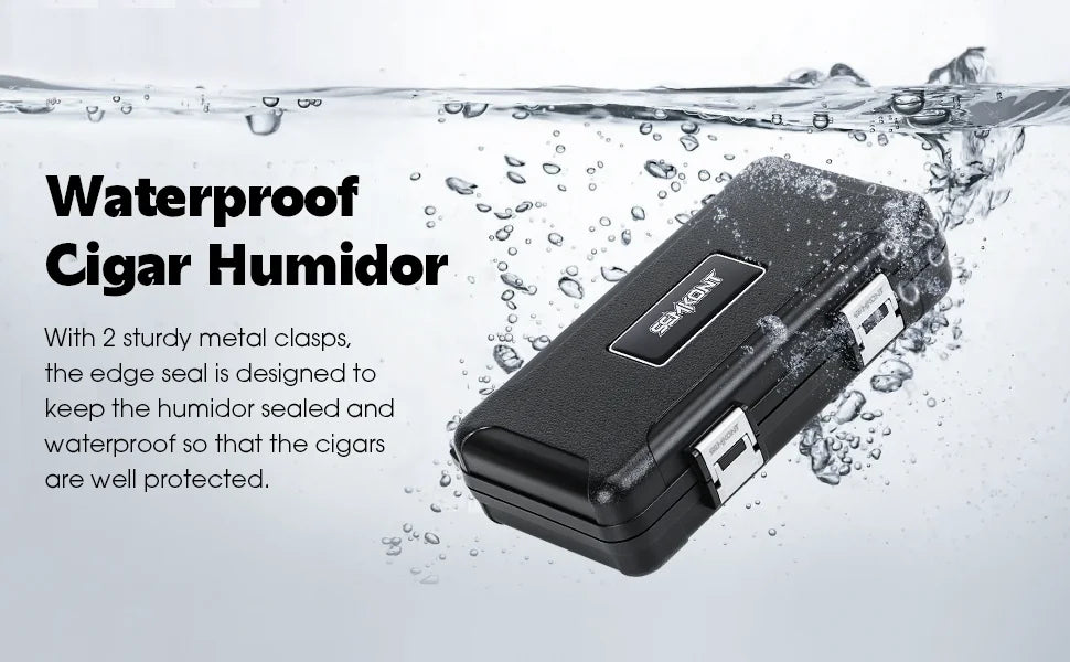 Portable Travel Cigar Humidor,Double Cigar Humidor with Separate Storage for Cigar Accessories,Holds 5 Cigars