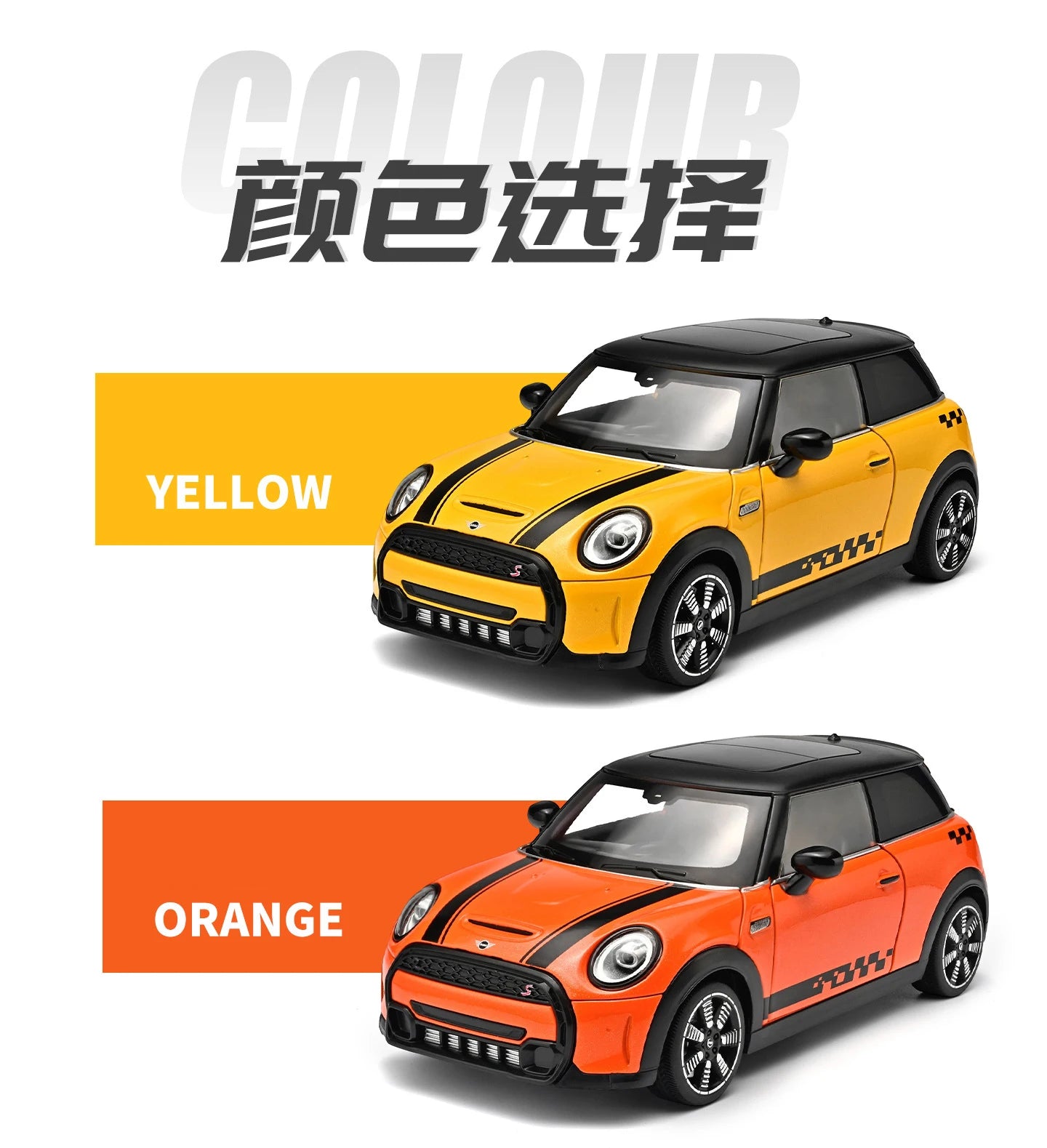 1 24 Scale Mini Cooper S Modified Diecast Pull Back Model Car with Sound and Light