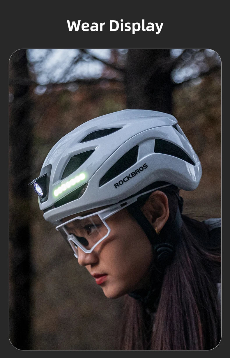 Bicycle Light Helmet Type-C Rechargeable Front + Rear Light Warning Bike Helmet Head MTB Road Cycling Helmet