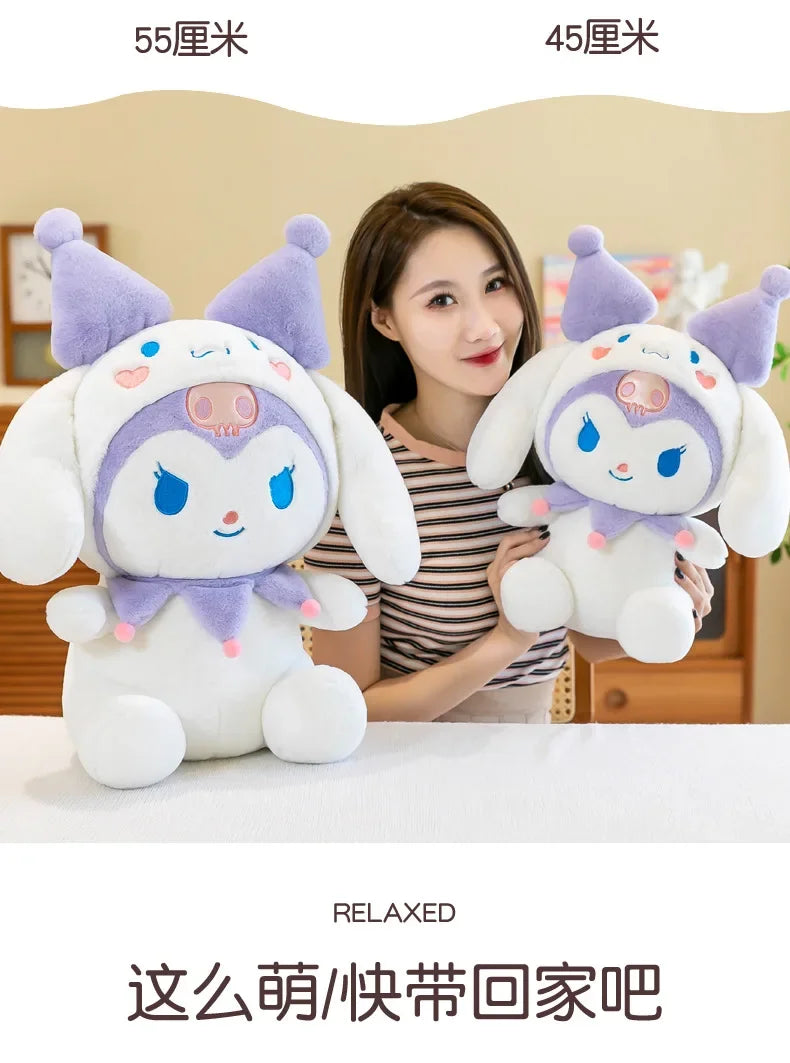 SanrioTransformation Kuromi Cinnamoroll Big Size Plush Doll Kawaii Plushies Soft Stuffed Toy Pillow Children Girls Birthday Gift