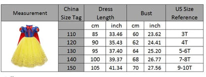 Snow White Princess Dress Mesh Clothes Vestidos Kids Christmas Halloween Carnival Cosplay Costume