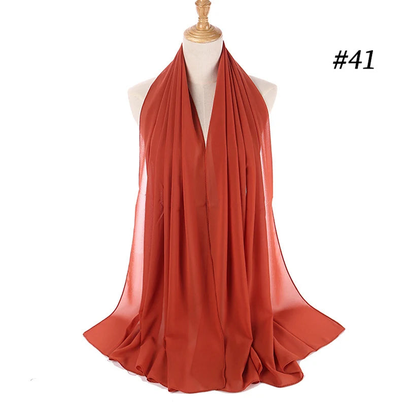 Muslim Chiffon Hijab Women Bubble Chiffon Scarf For Women Ladies Veil Muslim Islam Solid Color Malaysia Wrap Scarves