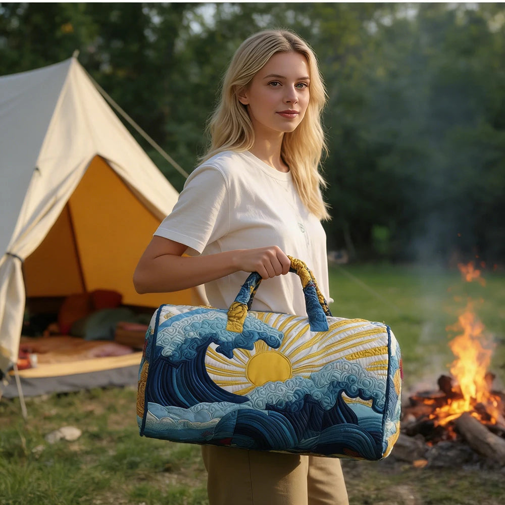Hot Sale 3D Quilted Bag for Women Colorful Landscape Print Travel Sunrise Desert Mountain Cactus Printed Overnight Trip Bags