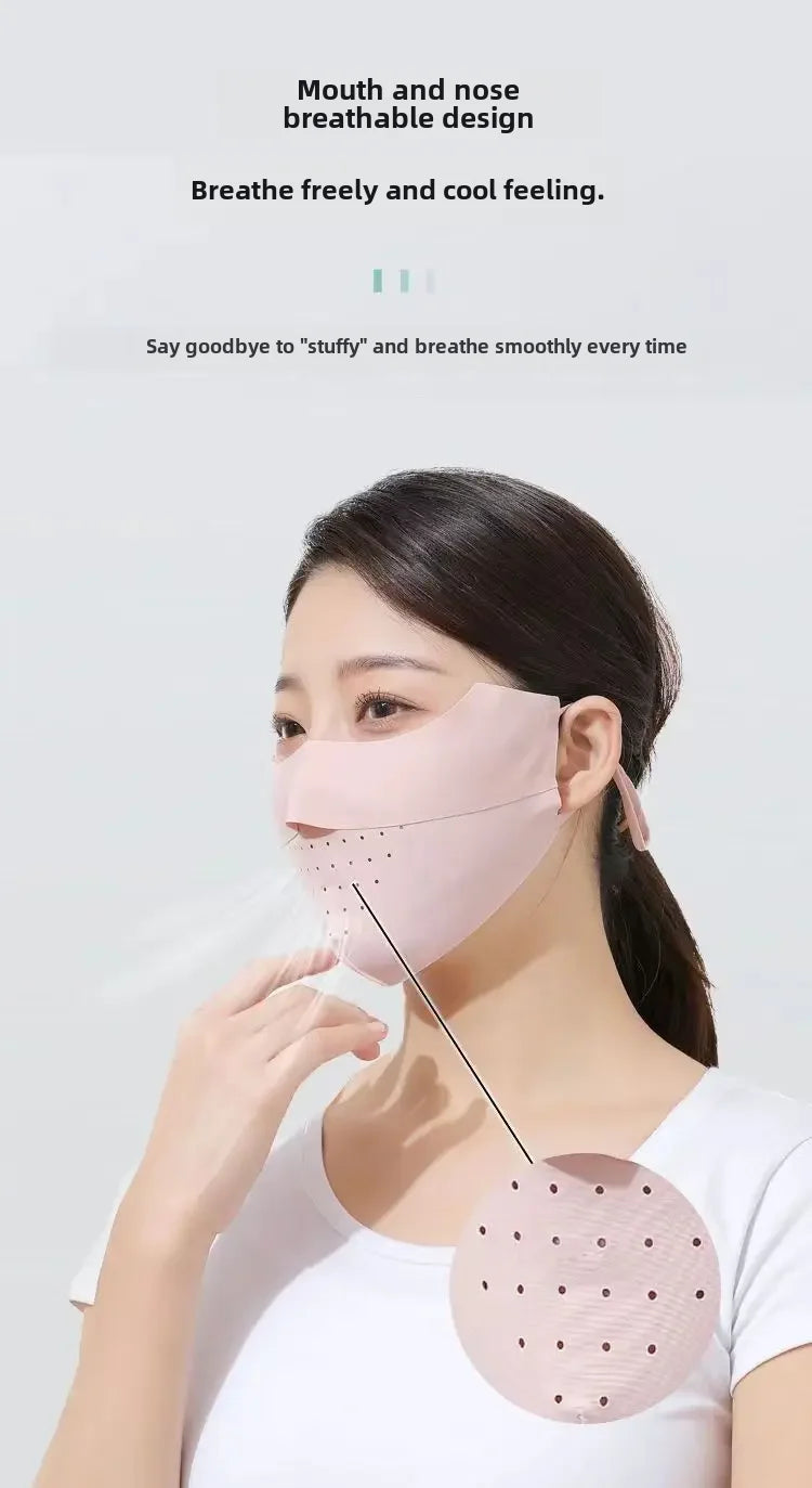 Breathable Sun Protection Face Mask For Men Women High Aesthetic Value Ice Silk Full Face Summer Sunshade Uv Protection