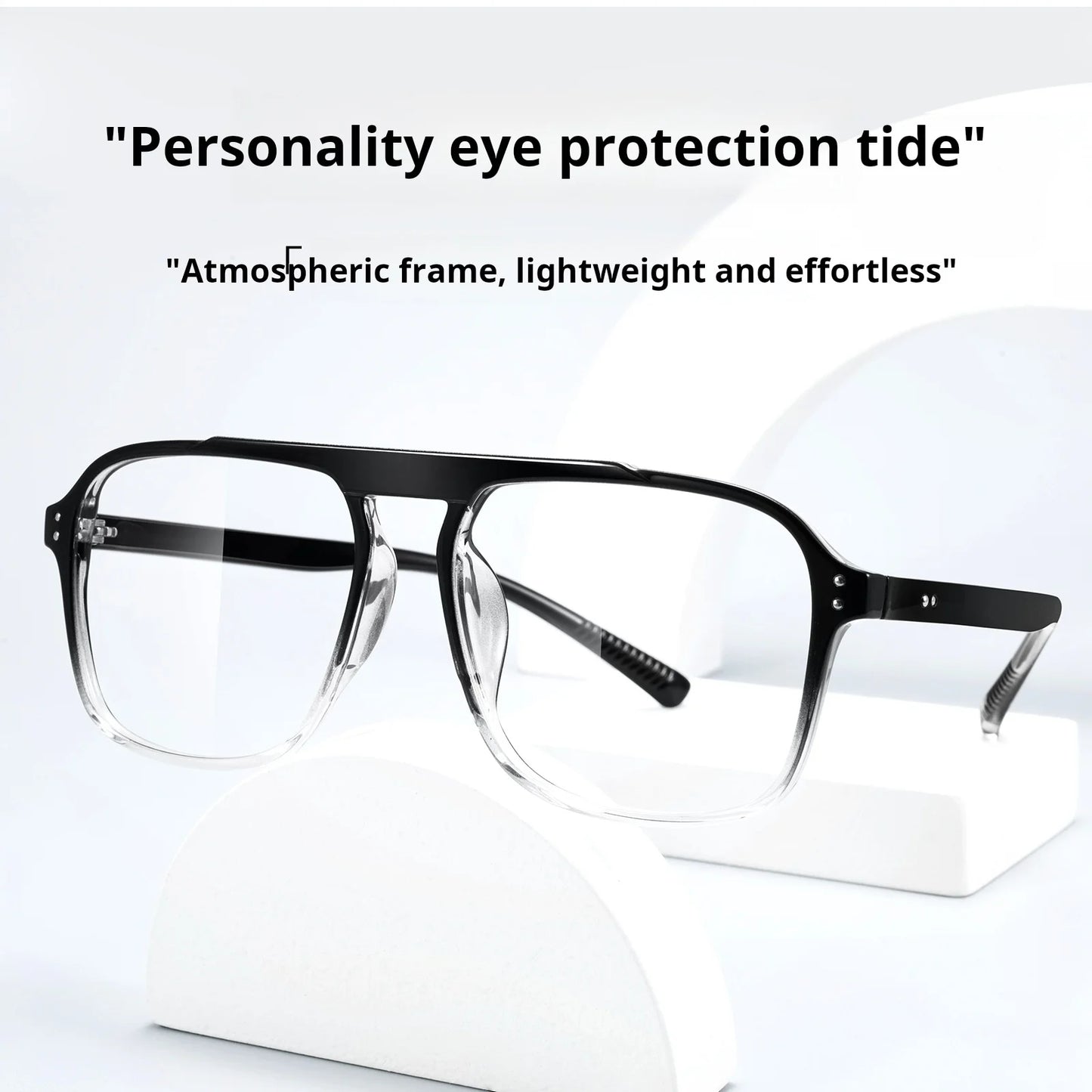 Mens Retro Pilot Double Bridge Progressive Multifocal Prescription Glasses