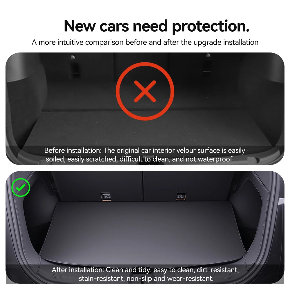Full Coverage Nappa Leather Trunk Mat for Tesla Model YL Juniper 2026 6 Seat All Weather Cargo Liner