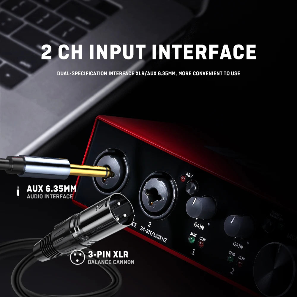 BMG22R Audio Interface with 24 Bit 192kHz Recording and 48V Phantom Power