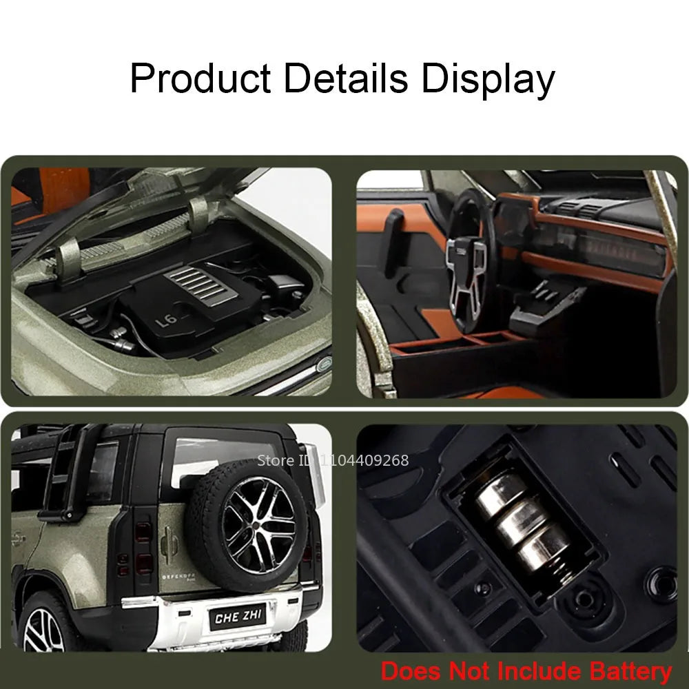 1:24 Scale Land Rover Defender Range Rover Model Car Toy Metal Diecast Sound Light Off Road Vehicles Miniature Models Boys Gifts