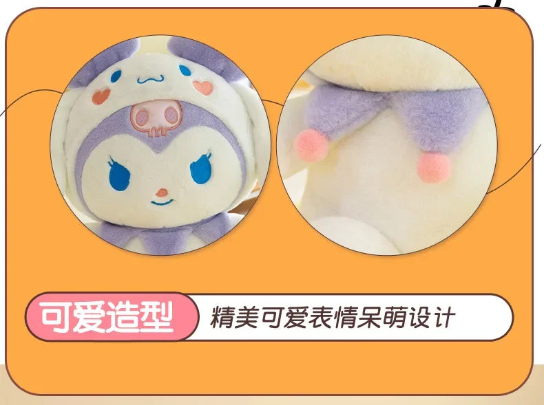 SanrioTransformation Kuromi Cinnamoroll Big Size Plush Doll Kawaii Plushies Soft Stuffed Toy Pillow Children Girls Birthday Gift