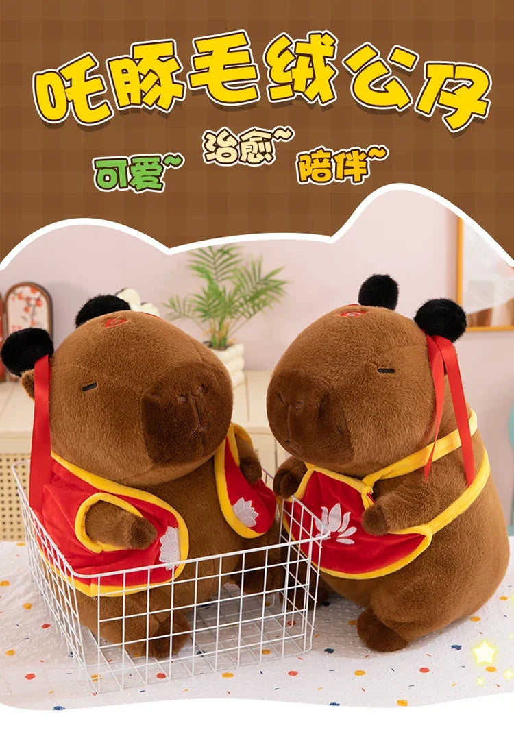 Hot 50cm Nezha Capybara Plush Toys Kawaii Cute Capybara Soft Stuffed Animal Anime Soft Pillow Toy Room Decor Kids Birthday Gift