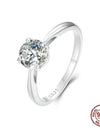 1.0CT Moissanite 925 Sterling Silver Platinum Plated Wedding Ring for Women Classical D Color Lab Diamond Engagement Rings