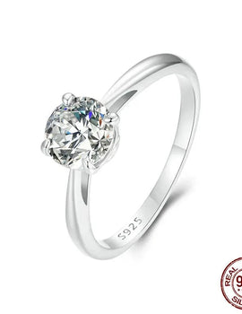 1.0CT Moissanite 925 Sterling Silver Platinum Plated Wedding Ring for Women Classical D Color Lab Diamond Engagement Rings