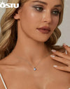 Moissanite Pendant Necklace Round Cut Natural Blue Color 1 CT 925 Steling Silver Engagement Necklaces