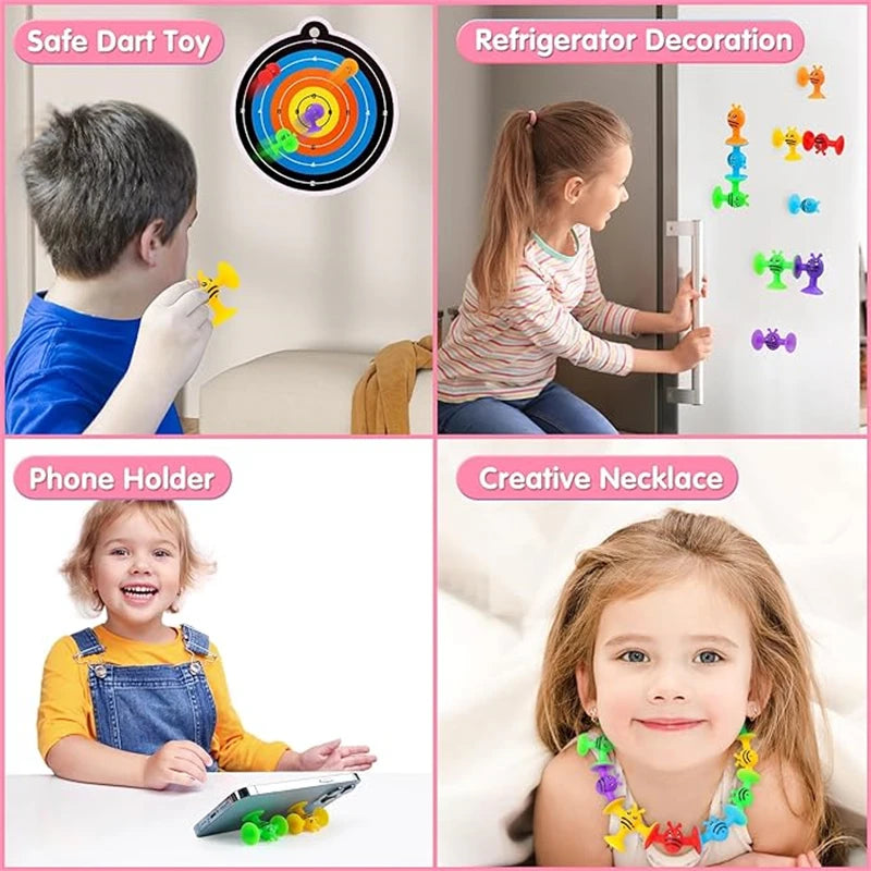Soft Silicone Building Blocks Toy Animals Shape Suction Cup Bath Toys Parent- Interactive Games Stress Relief Toys