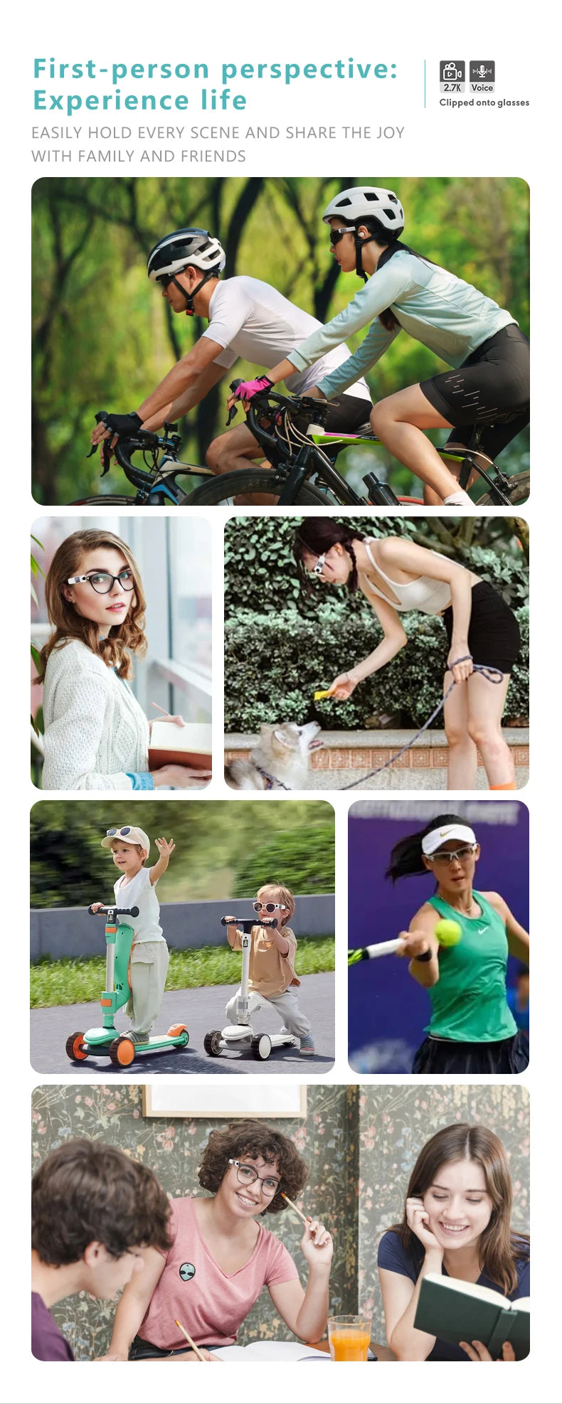 Mini FPV Eyeglasses Action Camera 2.7K Sport Bodycam WiFi Video 0.96