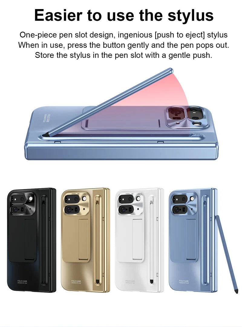 Electroplated Frosted lens Protection Tempered Glass Film Phone Case for Google Pixel 9 Pro Folding Hinge Phone Case