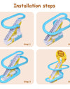 Kids Electric Small Duck Climbing Stairs Toy DIY Rail Racing Track Music Roller Coaster Duck Toy For Baby Kids Gift